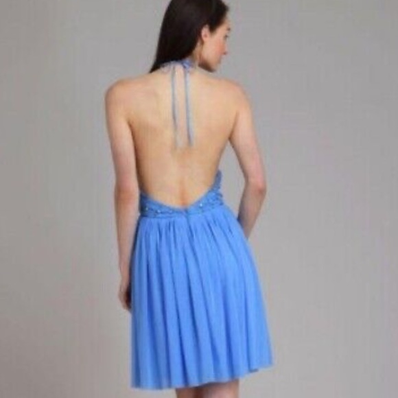 Alice & Olivia Silk Mini Beaded Dress Sky Blue NWT Size Small NWT - Picture 2 of 5